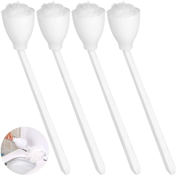 Duslogis Toilet Bowl Mop Toilet Bowl Brush White Soft Swab Toilet Mop for Bathroom Toilet Brush with Holder Long Handle Toilet Bowl Brush Mop Toilet Scrubber Bathroom Accessories (4 Pcs)