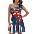thumbnail image 2 of Casual Women's Bandeau Dress with Star-Spangled Print, Sleeveless Summer Tank Dress for Independence Day Parades, Comfortable Outdoor Event Apparel,Sky Blue L, 2 of 5