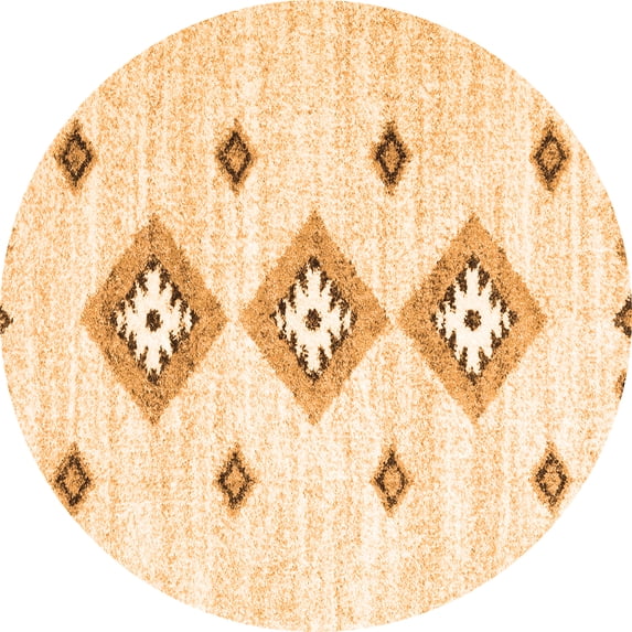 Ahgly Company Indoor Round Abstract Orange Contemporary Area Rugs, 7' Round