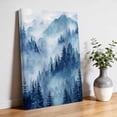 thumbnail image 4 of Blue Forest Mountain Canvas Wall Art Framed Wall Decor for Living Room Bedroom Bathroom, Retro Watercolor Gradual Foggy Pine Tree Canvas Pictures Ready to Hang Decor, 20"x30", 4 of 9