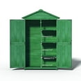thumbnail image 3 of Outdoor 35.6"x 18.1"x 66.15" L Wood Storage Shed, Garden Tool Cabinet with Waterproof Asphalt Roof, Double Doors, Multiple-tier Shelves,Forest Green, 3 of 5
