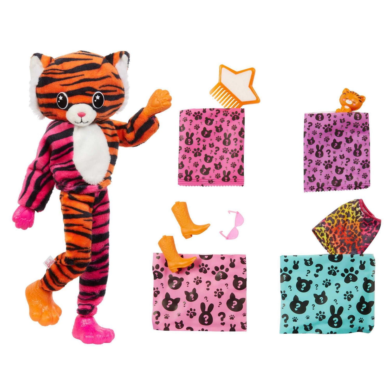 Barbie Poupée Cutie Reveal Série Jungle, tigre et accessoires