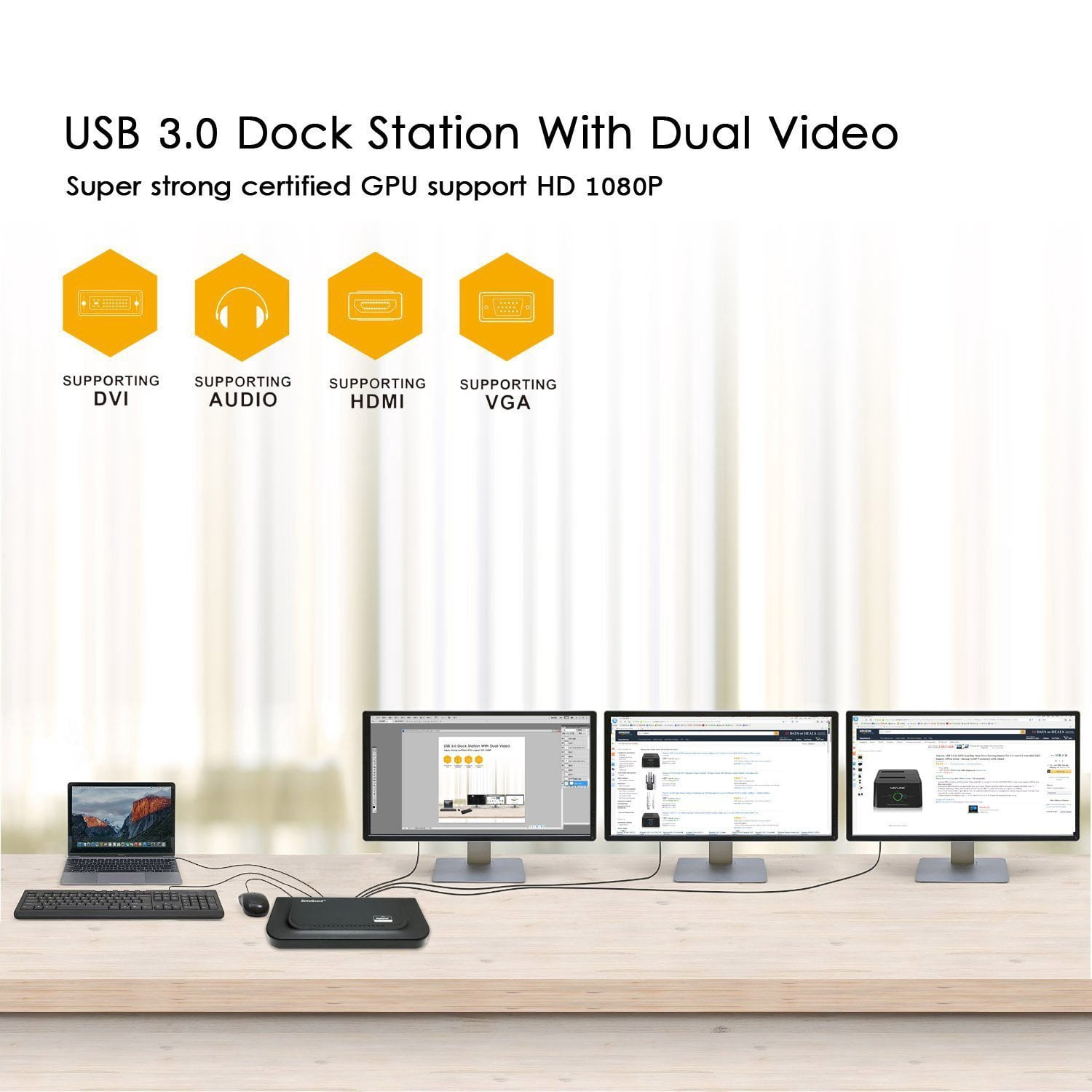 ZettaGuard ZDS-100 Multimedia Ultra Dual Video USB 3.0/2.0 Universal Docking Station (10129)