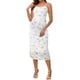 thumbnail image 2 of Vestido de maternidad de malla con fruncidos en los lados para mujeres, inspirado en el Día de la Madre, tirantes de espagueti, vestido de embarazo para invitadas de boda en blanco y azul XXL, 2 of 6