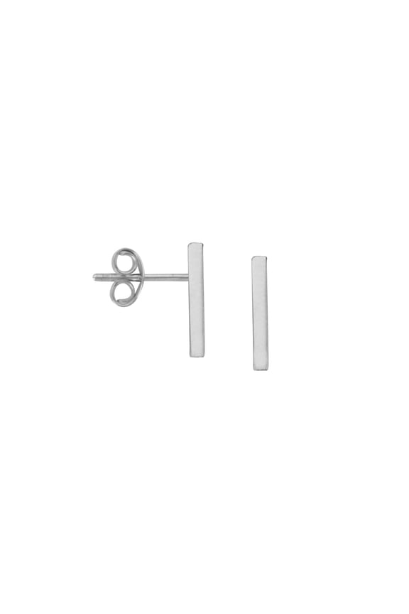 14K White Gold Bar Earrings