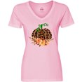 thumbnail image 3 of Inktastic Cheetah Print Pretty Pumpkin with Fall Leaves Women's V-Neck T-Shirt, 3 of 5