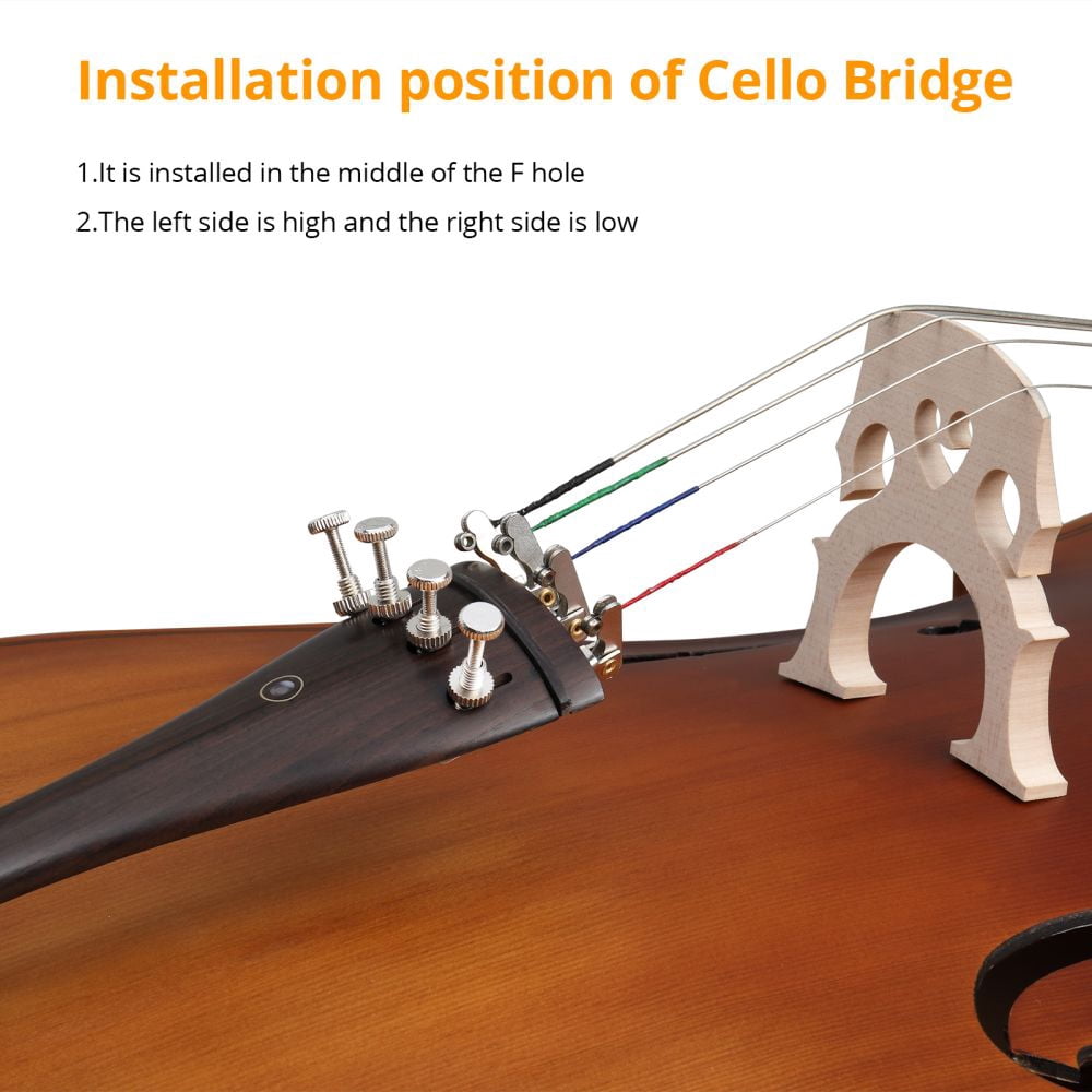 Cello 4/4 Full Size, Wood Acoustic Cello with Portable Bag, Bow, Rosin, Cello Bridge, for Students & Adult Beginner String Instruments - Matte Natural Color