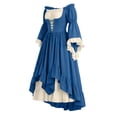 thumbnail image 6 of Anmrize Women Medieval Victorian Gown, Off Shoulder Renaissance Dress, Layered Hem Cosplay Costume, Full Length Halloween Dress, Womens's Medieval Renaissance Costume Cosplay Over Dress, Blue L, 6 of 6
