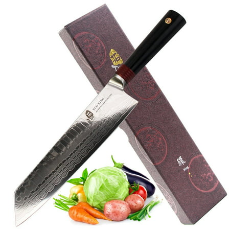 TUO Cutlery Ring D Series Japanese Damascus Kiritsuke 8.5 inch Nakiri Vegetable kitchen knife - Premium AUS-10 High Carbon Damascus Stainless