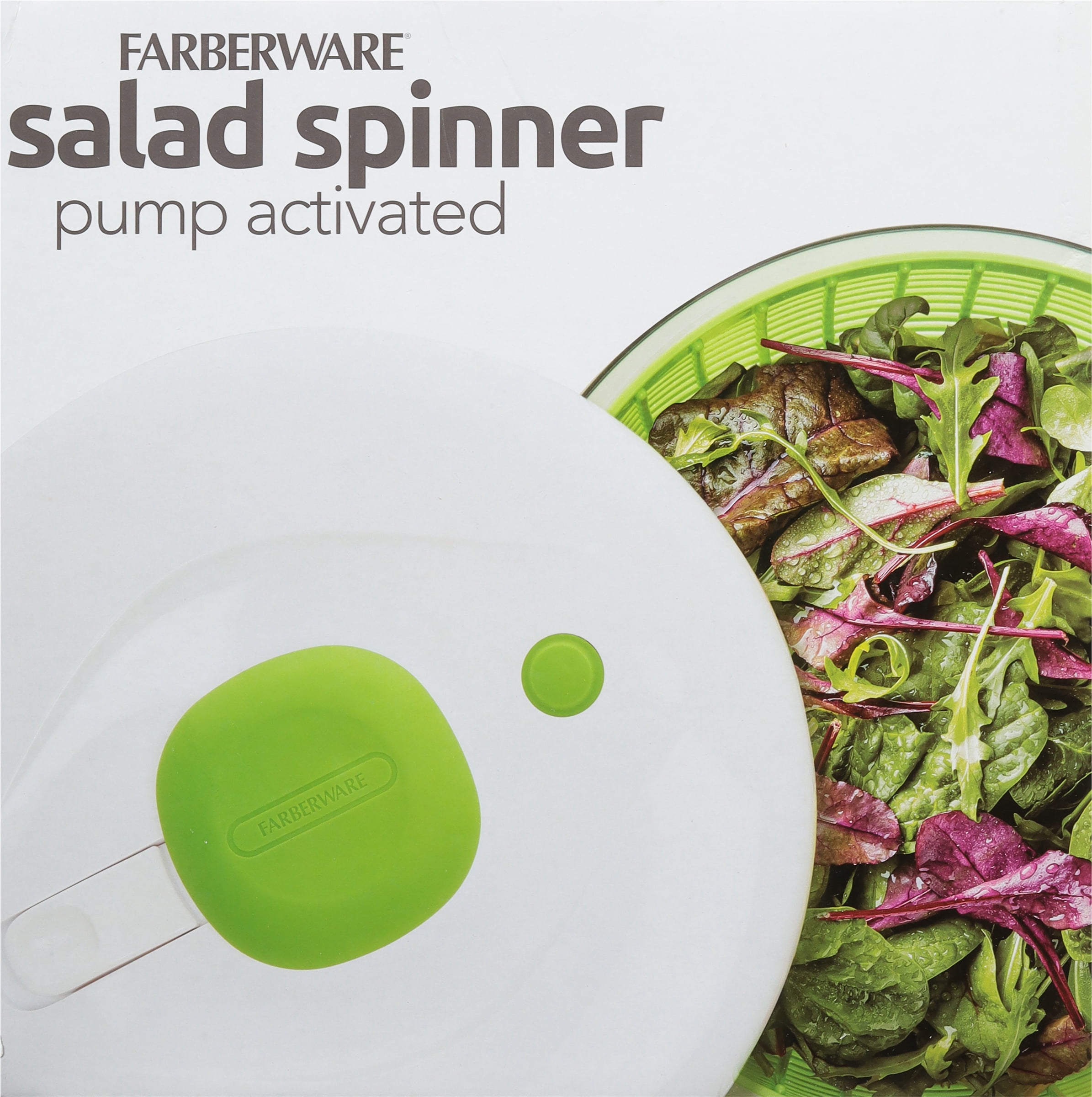 Farberware Pro Pump Salad Spinner, Large 6.65 quart, Green