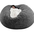 thumbnail image 1 of Bean Bag Chair Cover, Soft Fluffy Fur Portable Lazy Sofa Cover, 1 of 5