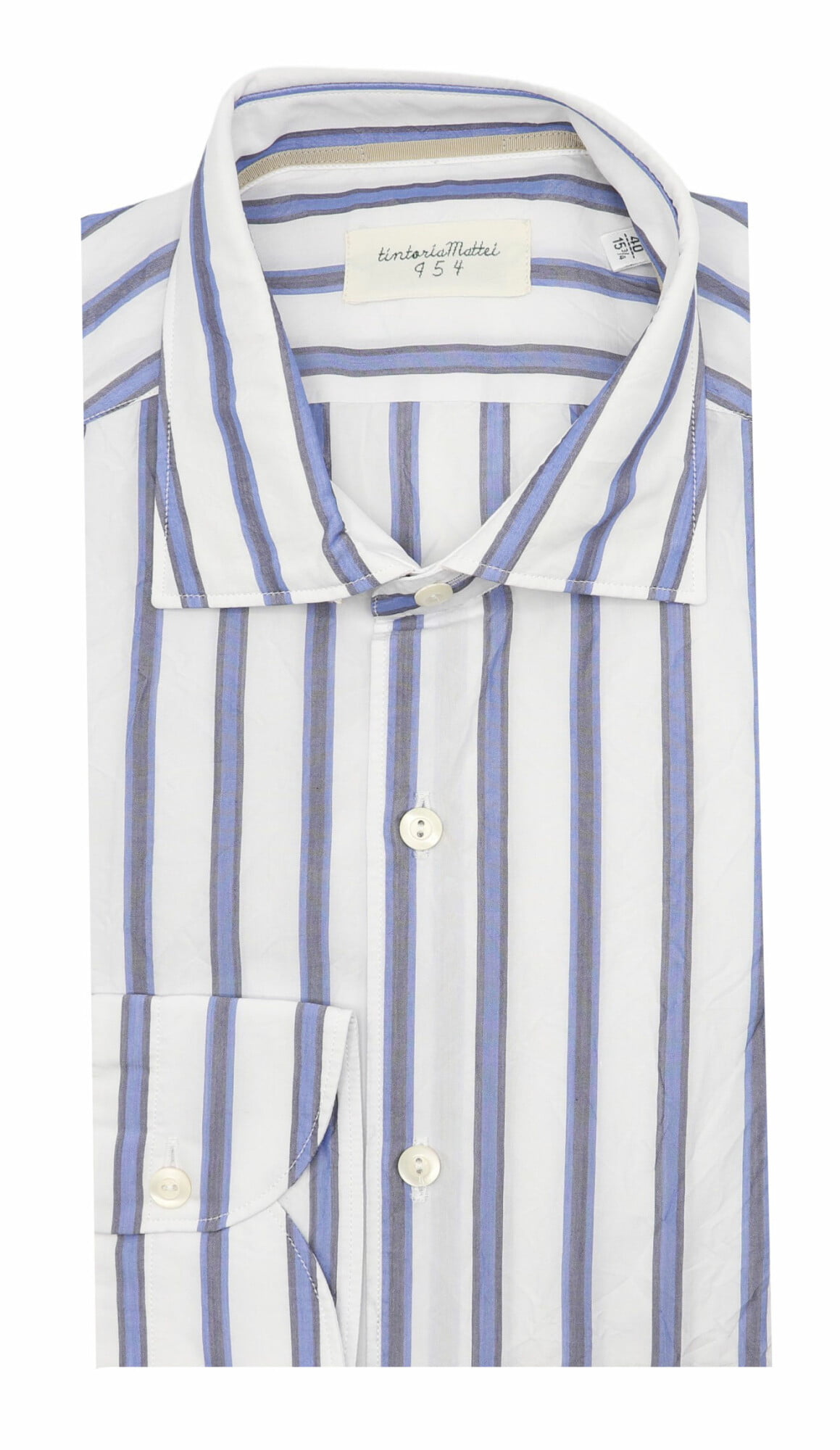 Isaia Stripes Button Down Cutaway Collar Cotton Slim Fit Dress Shirt 