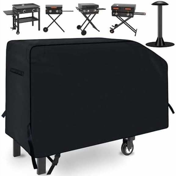 28 Inch Griddle Cover | for Blackstone 28 Inch 2 Burner Griddle Cooking Station | Waterproof Heavy Duty Gas Grill Cover | 600D Polyester Anti-UV Canvas Flat Top BBQ Cover with Support Pole.
