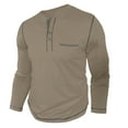 thumbnail image 6 of JUSLIO Button-Up Long Sleeve T Shirts for Men Cotton with Pockets Tops Solid Long sleeve Round Neck Tops Khaki XL, 6 of 7