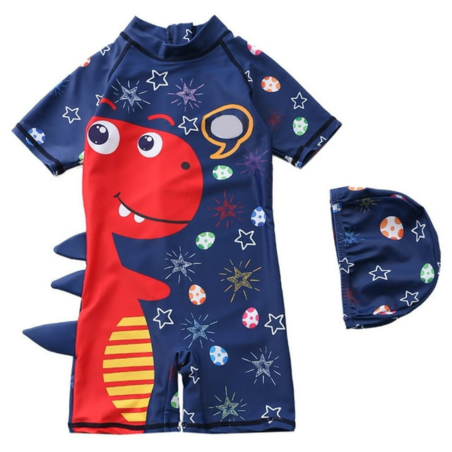 GDREDA One Piece Bathing Suits Boys Cartoon Swimsuit Sun Protective Swimwear For Kids Beach And Pool Activities Red,6-7Years