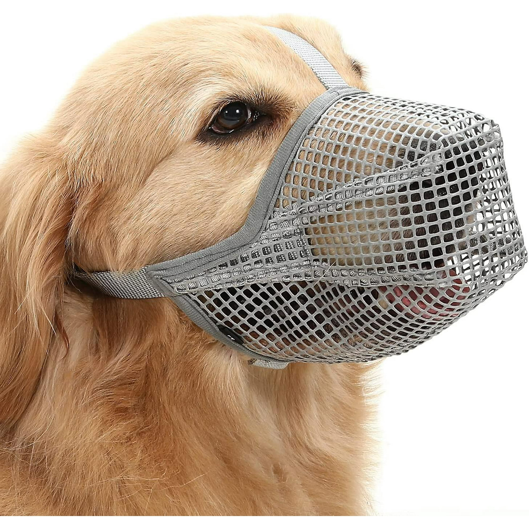 Dog Muzzle With Adjustable Straps, Soft Mesh Covered Muzzles For