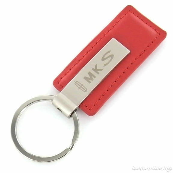 Lincoln MKS Rectangular Leather Insert Key Chain (Red)