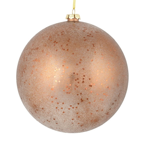 Vickerman 4" Mocha Glitter Clear Ball. This ornament features a clear complexion with a dusting of mocha glitter inside. Add a touch of glam to any holiday arrangement with this delicate looking ornam