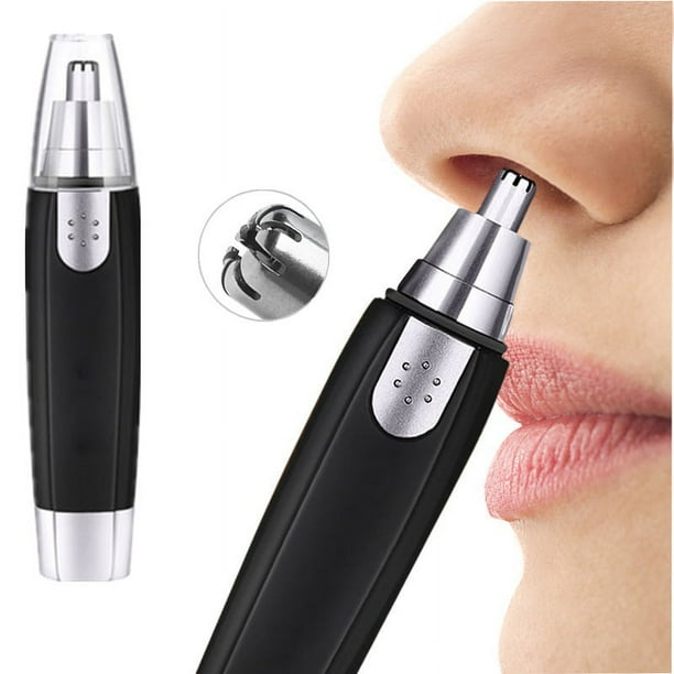 JM Recortador de vello para nariz y orejas recortador de vello facial para cejas y vello facial sin dolor para hombres y mujeres recortador con pilas facil de limpiar color negro JM