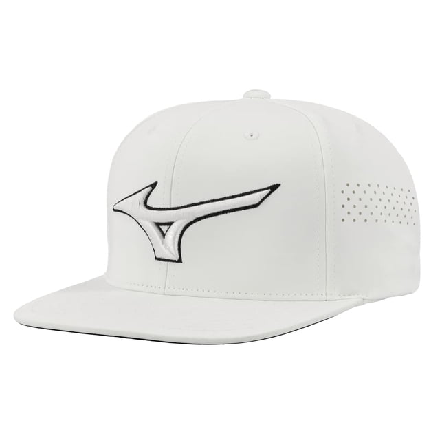 Gorra de béisbol Mizuno Tour Flat Snapback para mujer, blanco/blanco