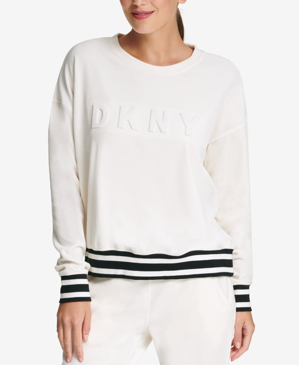DKNY Women's Sport Velour Embossed-Logo Oversize Athletic Sweatshirts ...