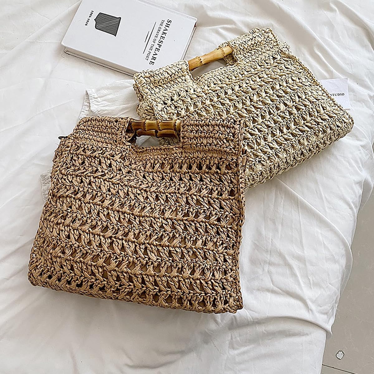NANAHuang Casual Straw Handbags for Women Shoulder Crossbody Bag Large Hobo Tote Purse Summer Beach Woven Satchel Vacation