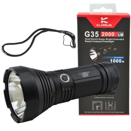 Personal Rescue Light Super Torch KLARUS G35 XHP35 HI D4 LED 2000LM beam distance up to 1000 meter search light hunting, camping ,rescue flashlight ()