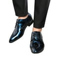 thumbnail image 2 of Xfvqtps Mens Dress Shoes British Style Printing Pointy Toe Lace up Fashion Classic Formal Business Bright Wedding Patent Leather Shoes Blue, 2 of 8