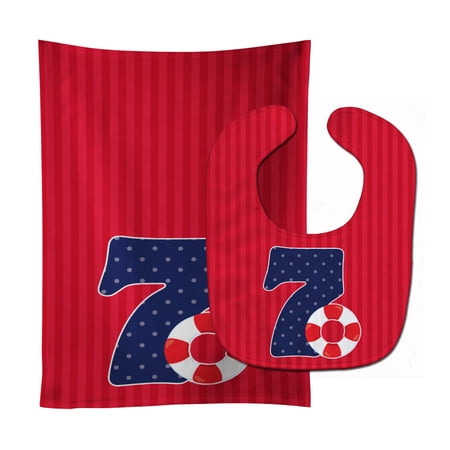 Nautical Month 7 Baby Bib and Burp Cloth