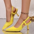 thumbnail image 4 of Miluxas Kitten Heels for Women Pointed Closed Toe Heels Low Pumps Shoes for Party Work office Yellow 9.5(43), 4 of 6
