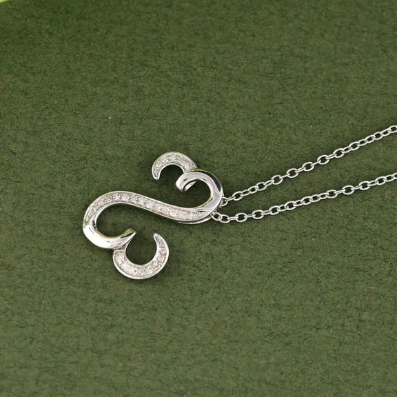 Bluebelljewels Trendy 14K White Gold Finish Round Cut Cubic Zirconia Open Heart Pndant Necklace