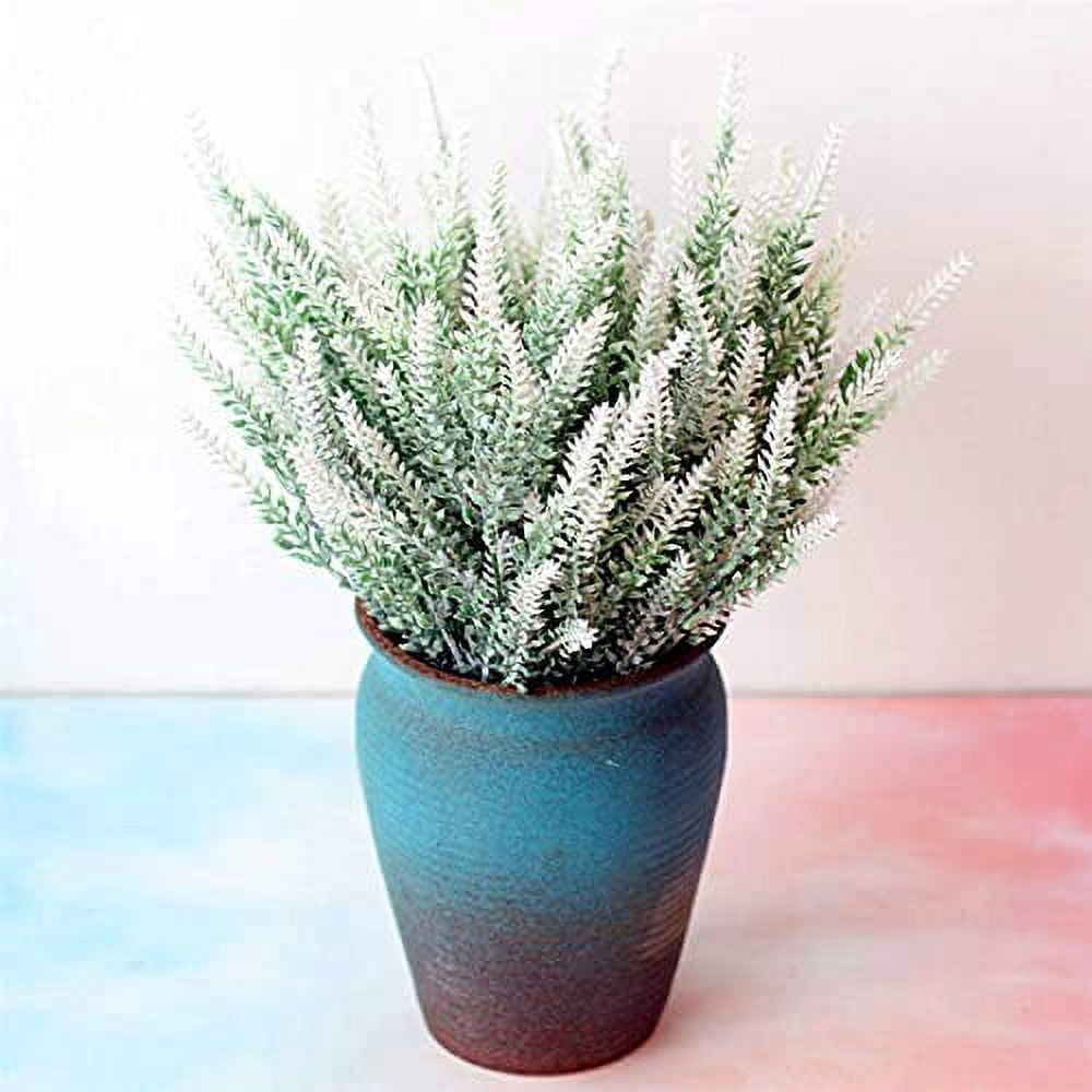 GRNSHTS Artificial Lavender Flowers 8pcs Fake Plants with Faux Plastic Wedding Bouquet for Home Party Wedding Balcony Garden Patio Outdoor Decoration (White,16pcs)