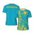 thumbnail image 2 of Exclusive design Kazakhstan Flag Grain 3D Printed Men For Running Bike Soccer Tennis Fitness Sports tshirt Mesh Short T-shirt, 2 of 11