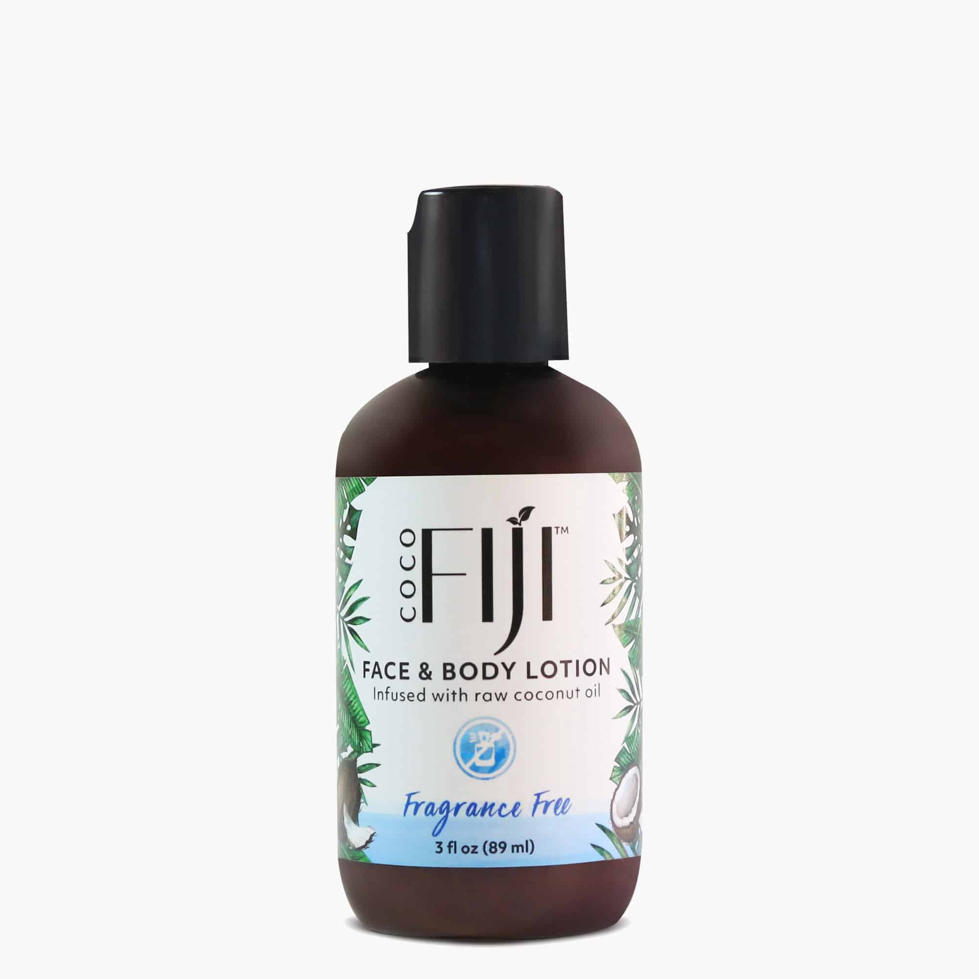 Coco Fiji Face & Body Lotion Infused With Coconut Oil | Lotion for Dry Skin | Moisturizer Face Cream & Massage Lotion for Women & Men | Fragrance Free 3 oz