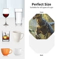 thumbnail image 6 of Honeii Ferocious Dinosaur Print Leather Coaster Set of 4, Ideal for Safeguarding Your Furniture from Drinks Spills and Effortless Cleanup-Octagon, 6 of 6