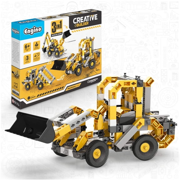 Engino Creative Builder- Wheeled Loader- 3-in-1, STEM Toys for Kids 6 