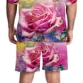 thumbnail image 5 of Men's Hawaiian Shirts and Shorts Set, Mens 2 Piece Short Set, Men Beach Outfits Sets, Pink Rose Butterfly Valentine, Men's Shirt and Short Sets, 5 of 6