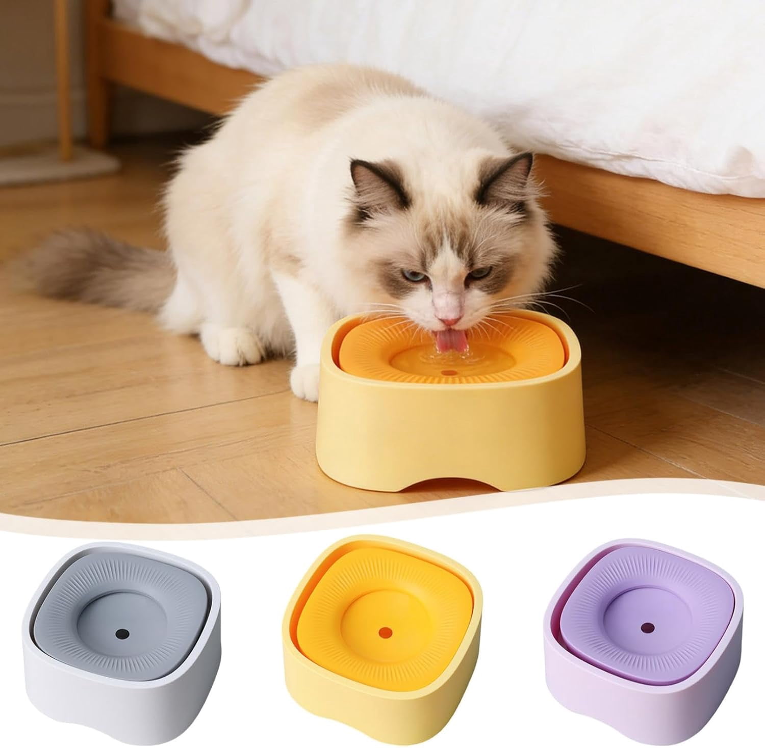 Spill Proof Pet Water Bowl Slow Drinking Non-Slip for Dogs Cats Indoor Outdoor