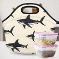 thumbnail image 6 of Herdesigns Sea Animals Insulated Lunch Bag Neoprene Lunch Box for Women Men Soft Cooler Bag Sharks Washable Lunch Tote for Work Outdoor Picnic, 6 of 7