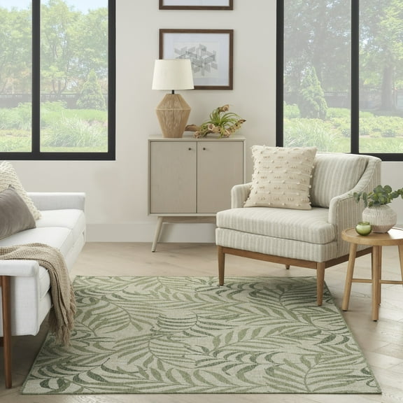 Nourison Garden Oasis Indoor/Outdoor Ivory Green 5' x 7' Area Rug (5x7)