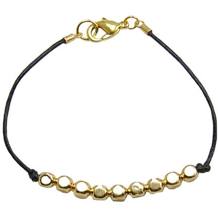 Miss Zoe by Calinana Dot Leather Bracelet, Black/Gold
