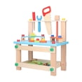 thumbnail image 3 of Wooden Workbench Toy, Multifunctional Exercise Ability Basswood and Beech Mellow Professionally Polished Building Block Toy  for Kids Party Blue, 3 of 7