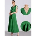 thumbnail image 2 of DARING DIVA Maxi Ruffled Sleeve V Neck Pleated Dress 2XL Green, 2 of 6