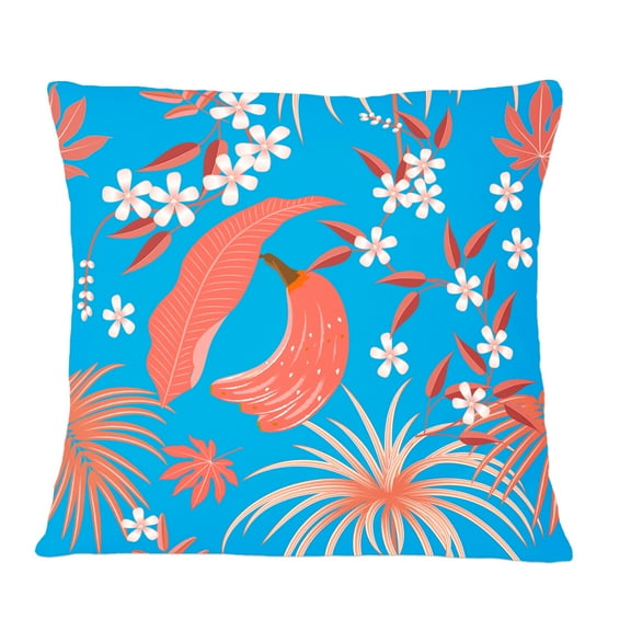 Designart Tropical Retro Foliage Coral II' Mid-Century Modern Throw Pillow - 12x20