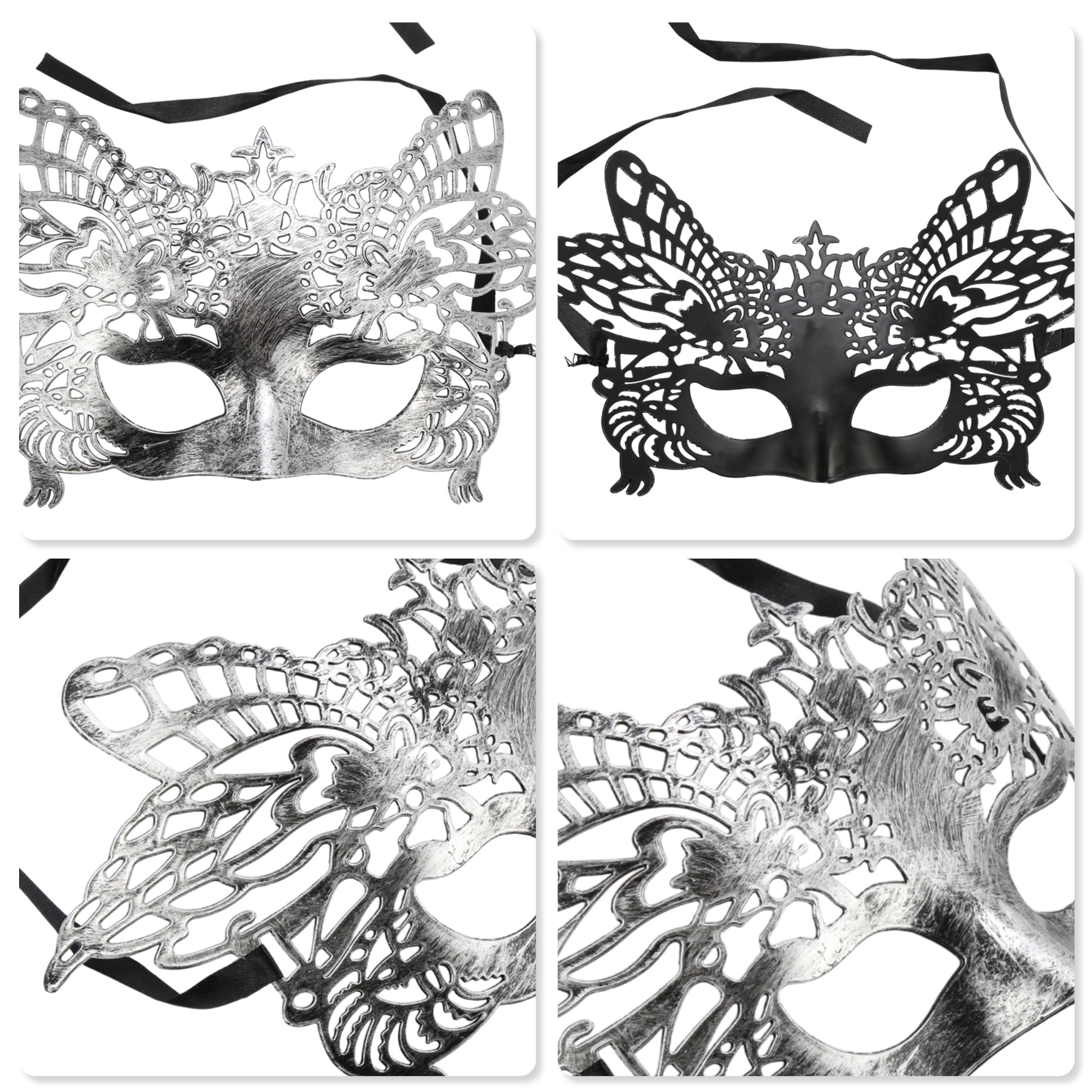 Unique Bargains Elegant Half Face Party Mask 1 Pcs Silver Pattern 6