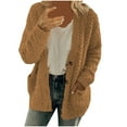 thumbnail image 2 of Lastesso Women Casual Plus Size Plush Sweater Pockets Outerwear Buttons Cardigan Coat, 2 of 6