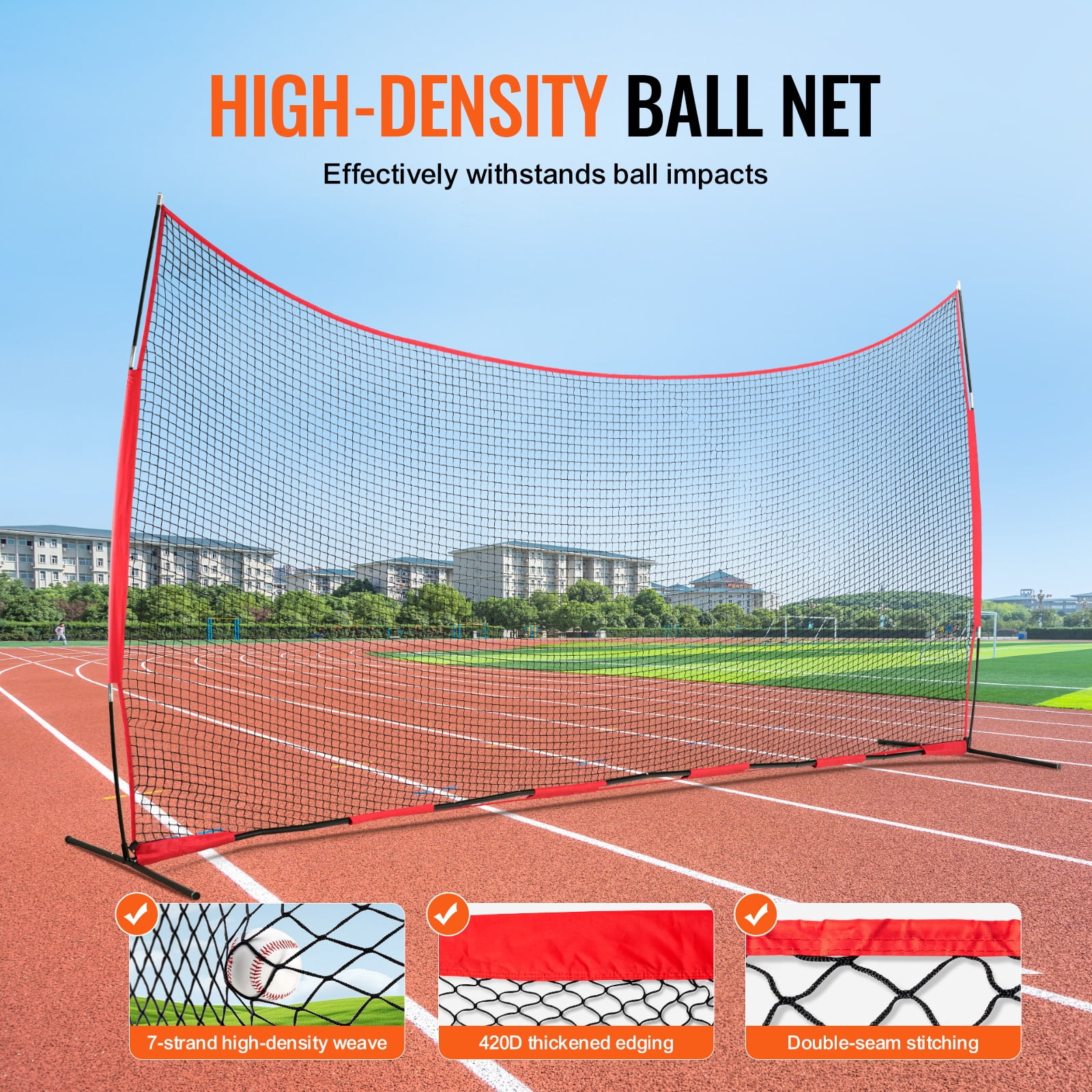 KFFKFF Barricade Backstop Net,Portable 20x10 Feet Barrique Backyard Softball Sports Obstacle Softball Training Net w/ Carry Bag for Baseball Softball Lacrosse Soccer Hockey Training
