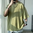 thumbnail image 2 of Mens Manual Suture Harajuku Casual T-Shirts Loose Half Sleeve Tops Streetwear, 2 of 8