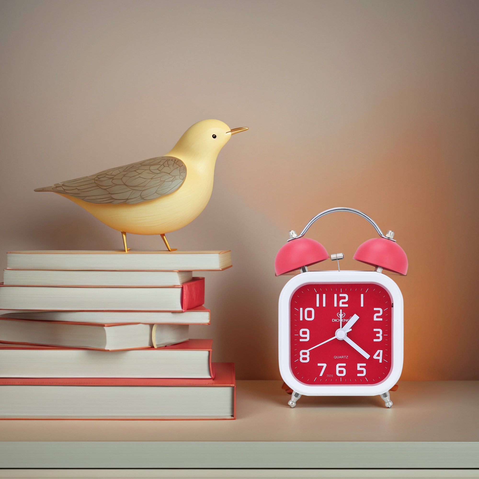 Unique Bargains Classic Alarm Clock with Nightlight Dark Pink 3.5"L x 2.2"W x 5.5"H