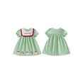 thumbnail image 2 of RUINIXCW Toddler Baby Girl Christmas Dress Little Girls Xmas Holiday Party Dress Cute Santa Candy Cane Embroidery Short Sleeve Gingham Plaid Dress, 2 of 10